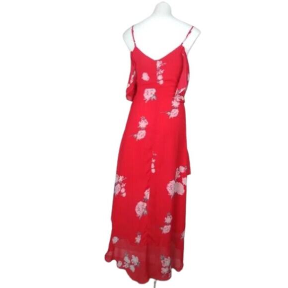 Lulus Love in Bloom Red Floral Print Off-the-Shoulder High-Low Dress Size Small - Picture 3 of 16